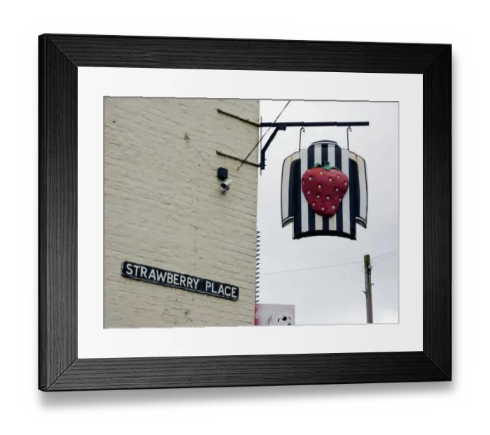 Framed Print : The Strawberry pub sign PLA01_05_041