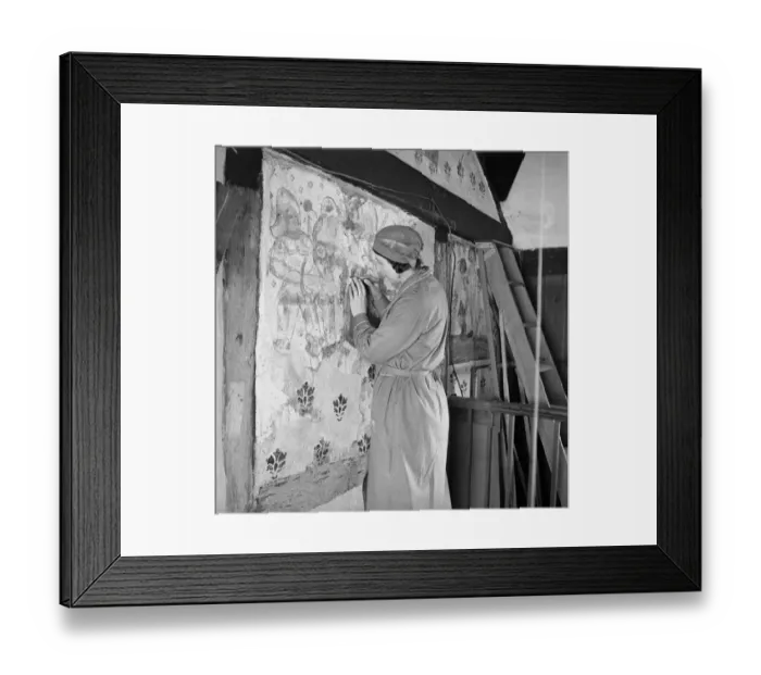 Framed Print : Wall painting conservation a62_02841