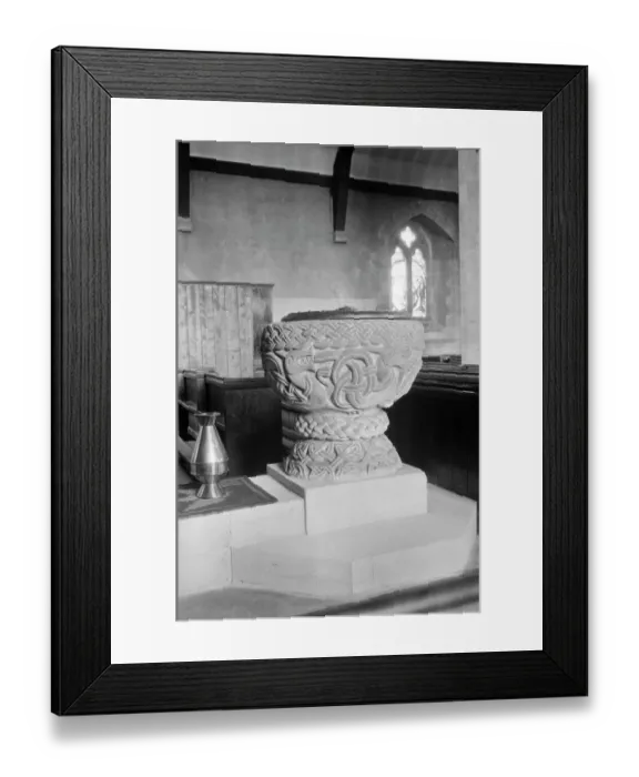 Framed Print : St Cassians Font a62_02913