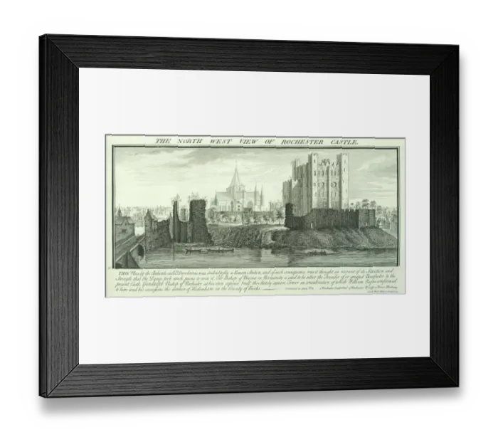 Framed Print : Rochester Castle engraving N070824 Framed Print : Rochester Castle engraving N070824