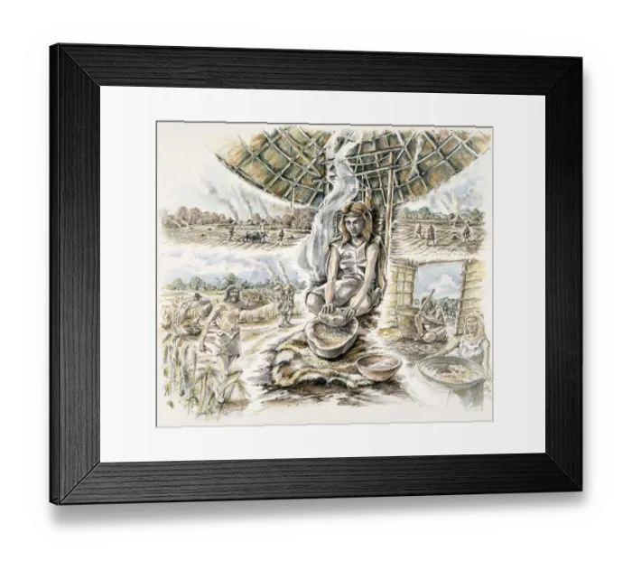 Framed Print : Neolithic Grain Production J930178