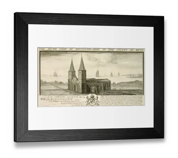 Framed Print : Reculver Church engraving J010064 Framed Print : Reculver Church engraving J010064