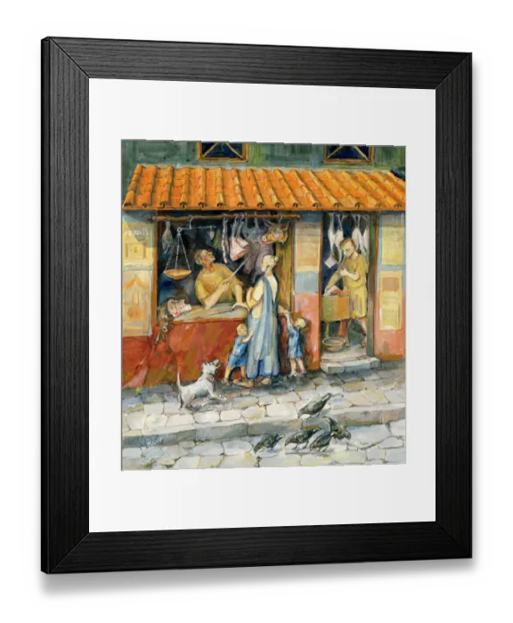 Framed Print : At the Butchers Shop J950299