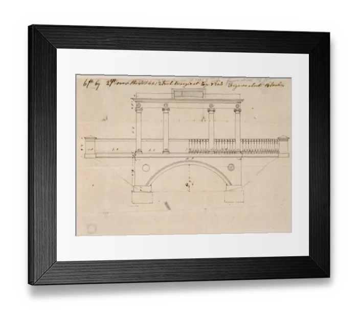 Framed Print : Plan of the Tea House Bridge at Audley End K991278