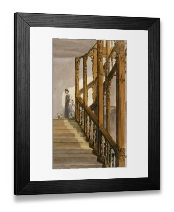 Framed Print : Watercolour of the South stairs, Audley End House K991256
