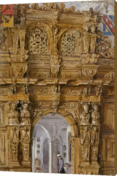Watercolour of Great Hall screen, Audley End House K991257