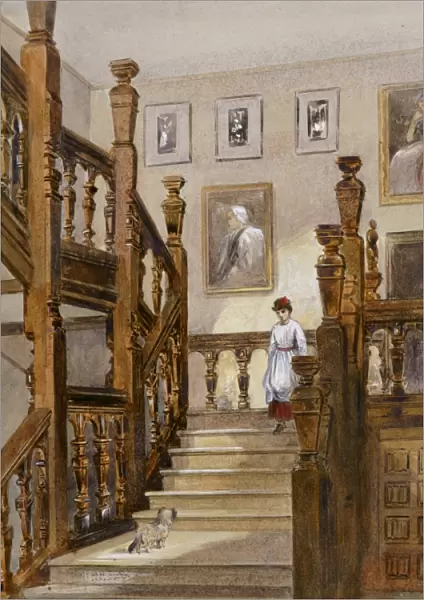 Watercolour of the North stairs, Audley End House K991258