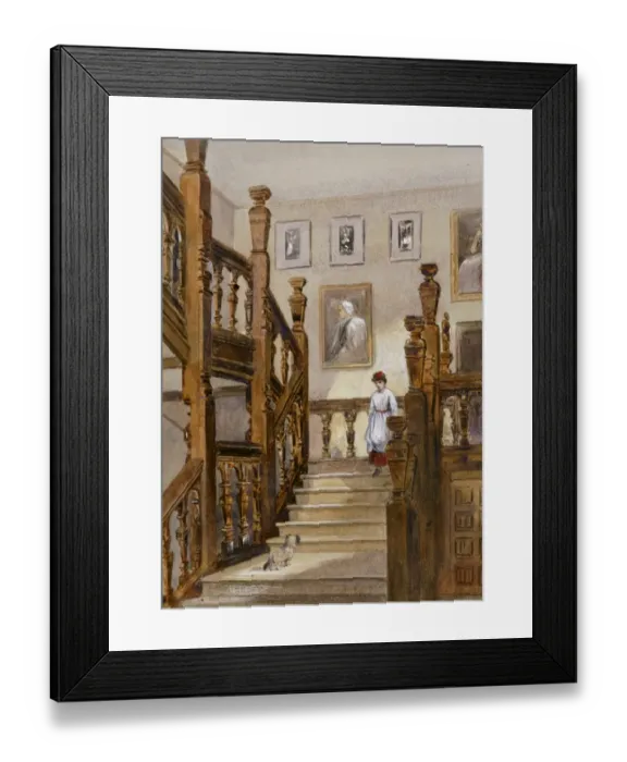 Framed Print : Watercolour of the North stairs, Audley End House K991258