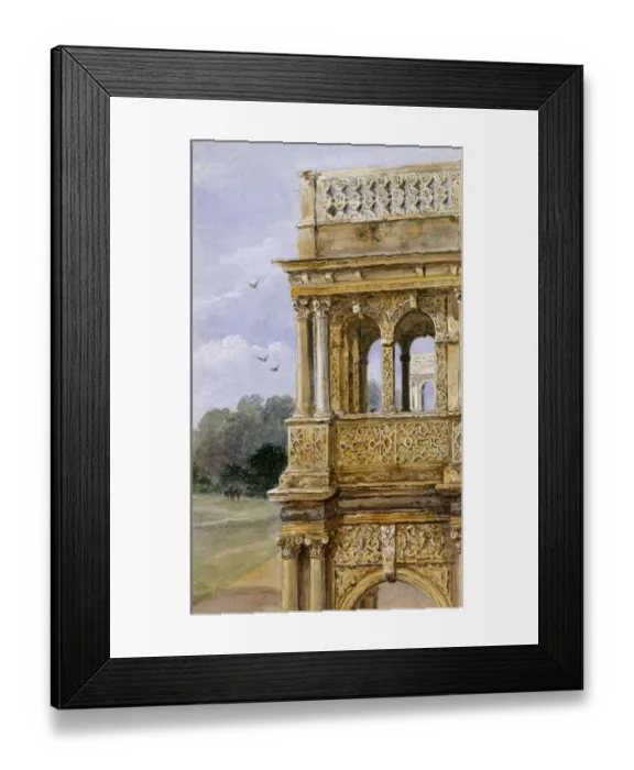 Framed Print : Watercolour of the South porch, Audley End House K991259