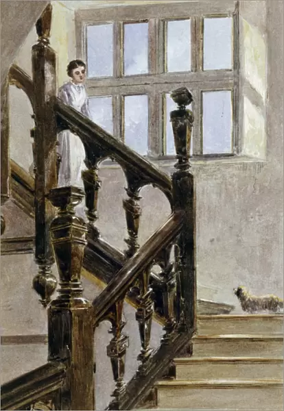Watercolour of the North stairs, Audley End House K991260
