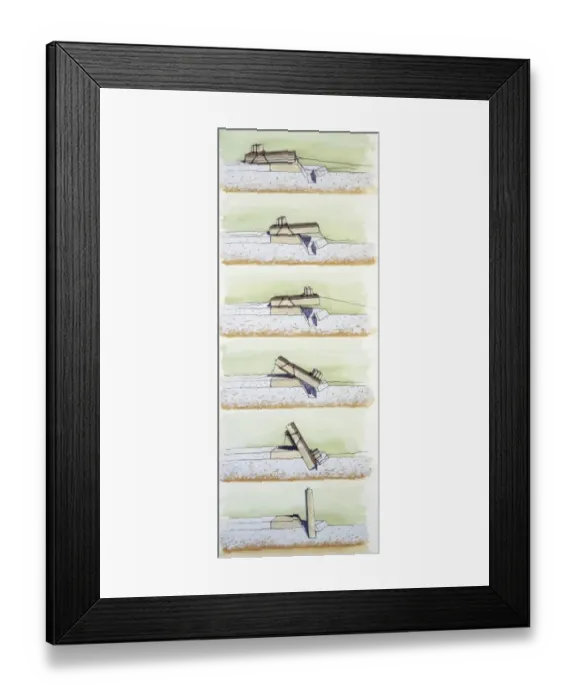 Framed Print : Raising a sarsen stone, Stonehenge J050096 Framed Print : Raising a sarsen stone, Stonehenge J050096