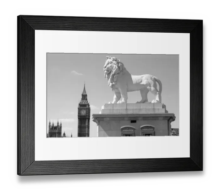 Framed Print : Coade lion and Big Ben a98_05642