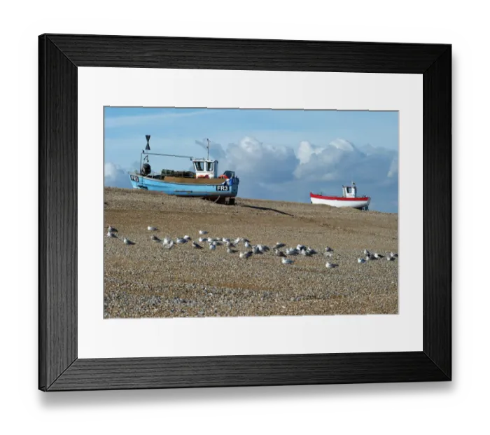 Framed Print : Fishing boats, Dungeness Beach N100296 Framed Print : Fishing boats, Dungeness Beach N100296