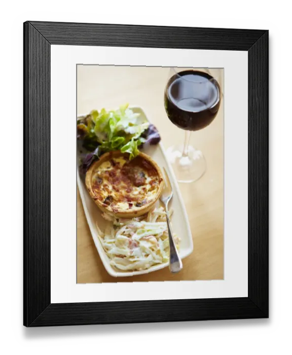 Framed Print : Quiche with a glass of wine N100327