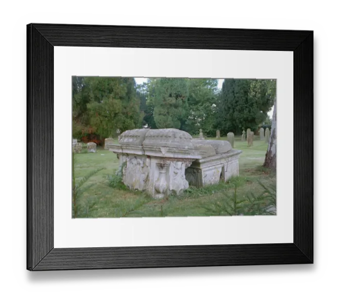 Framed Print : Tombs. Group of 3 C17 Bale Tombs, St Lawrences Church, Bourton on the Water. IoE 126453