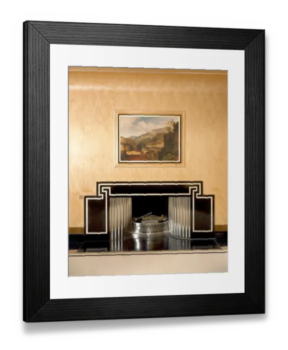 Framed Print : Dining Room fireplace, Eltham Palace J990127 Framed Print : Dining Room fireplace, Eltham Palace J990127