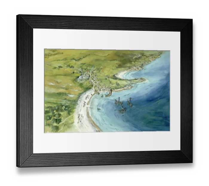 Framed Print : Old Town, Isles of Scilly, in the 14th century J010098 Framed Print : Old Town, Isles of Scilly, in the 14th century J010098