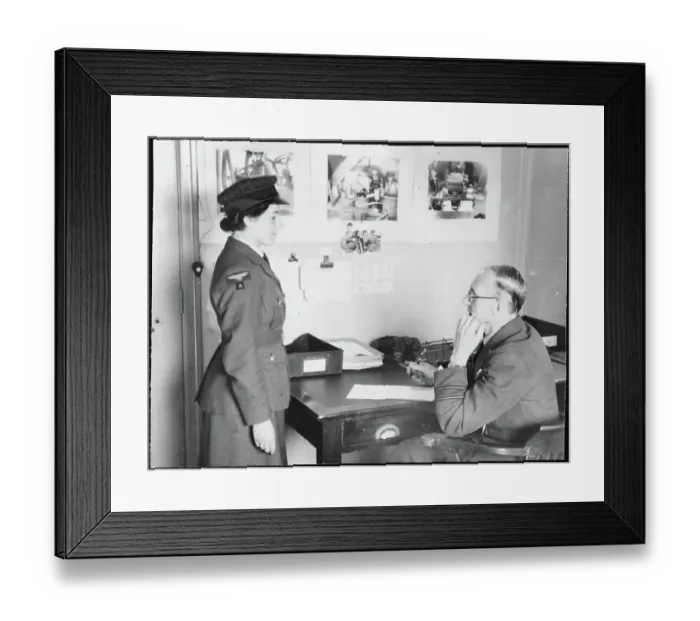 Framed Print : A new WAAF trainee being interviewed on her first day chp01_07_01_075