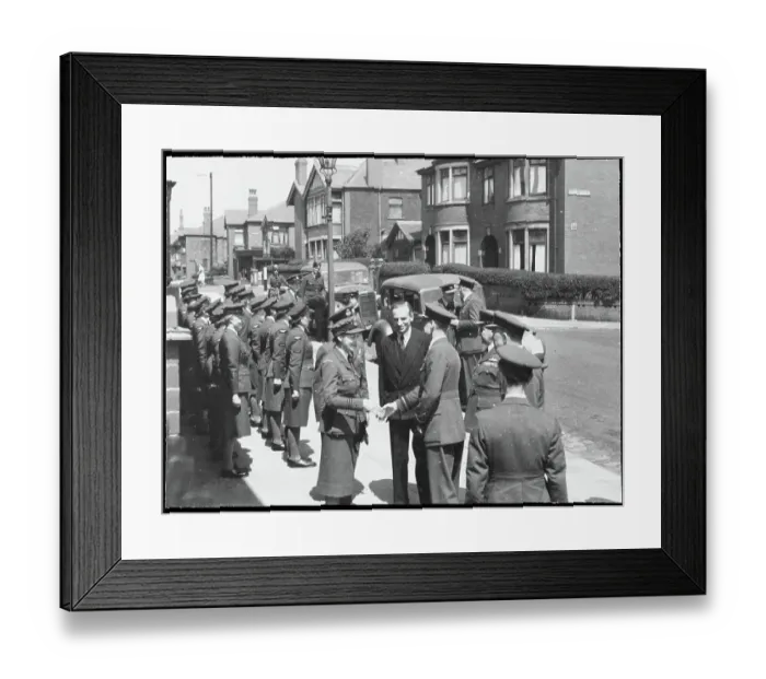 Framed Print : The Secretary of State for Air, Sir Archibald Sinclair, greeting personnel chp01_07_01_085 Framed Print : The Secretary of State for Air, Sir Archibald Sinclair, greeting personnel chp01_07_01_085