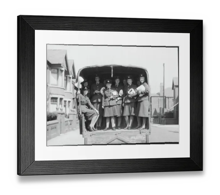 Framed Print : Members of the WAAF posed for the camera on the back of a military truck chp01_07_01_100