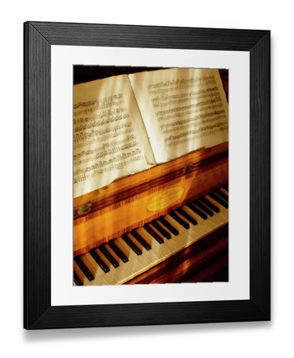 Framed Print : Piano and music sheets K011303