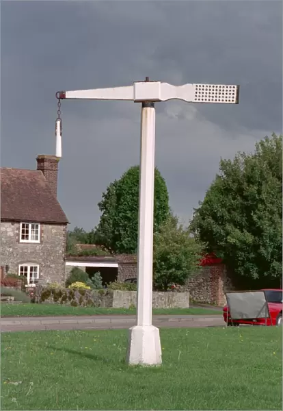 Quintain. Tilting pole, would have been used by knights to practise swordstrokes