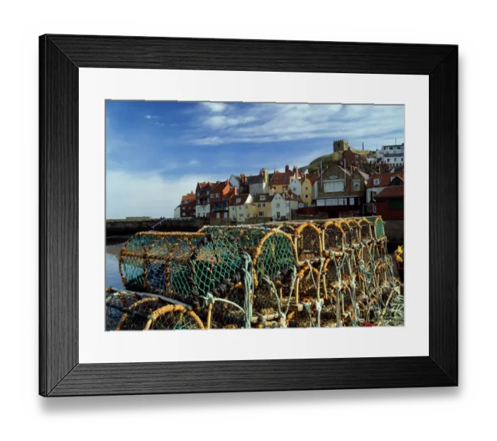 Framed Print : Whitby lobster pots K011121