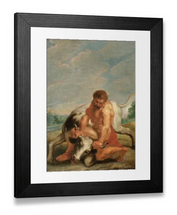 Framed Print : Hercules Wrestling with Achelous in the form of a Bull N090613