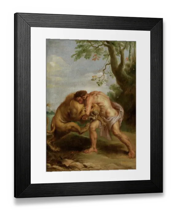 Framed Print : Hercules and the Nemean Lion N090615