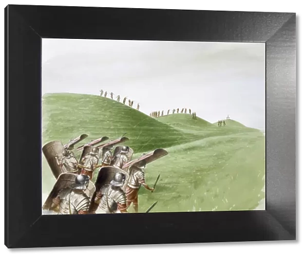 Roman soldiers in battle with Celtic tribes J870477