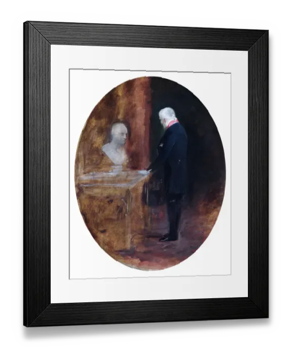Framed Print : Leslie - Duke of Wellington looking at bust of Napoleon N070535