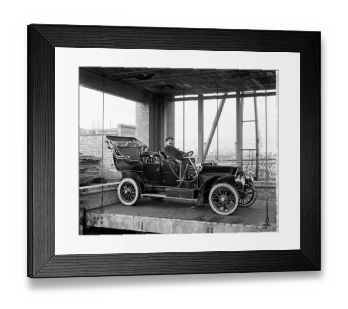 Framed Print : Car lift at a multi-storey car park BL19998
