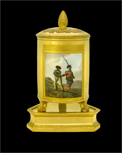 Ice pail depicting a Highlander with Spanish militia N081111