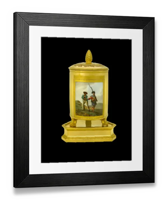 Framed Print : Ice pail depicting a Highlander with Spanish militia N081111