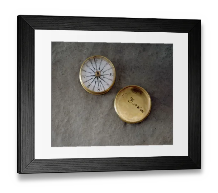 Framed Print : Compass with Darwin signature J970123