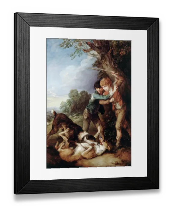 Framed Print : Gainsborough - Two Shepherd Boys with Two Dogs Fighting J920222