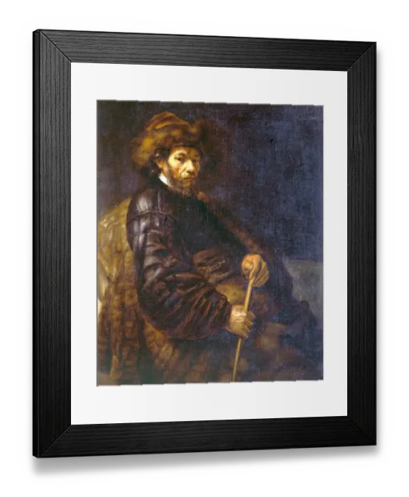 Framed Print : A Seated Man with a Stick K040875 Framed Print : A Seated Man with a Stick K040875