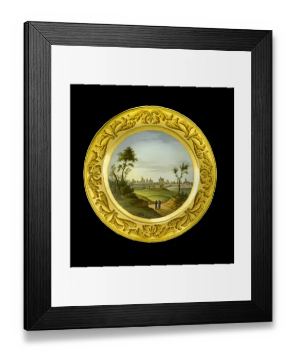 Framed Print : Dessert plate depicting Badajoz N081169