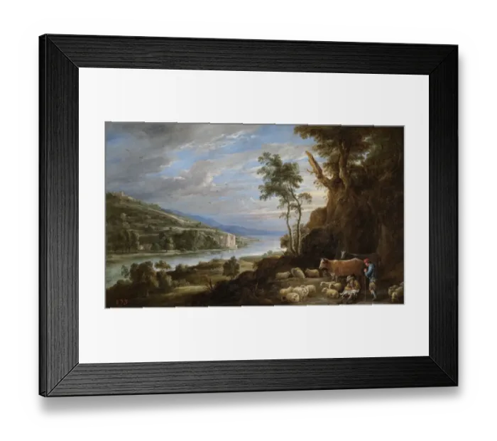 Framed Print : Teniers - Landscape with shepherds N070678