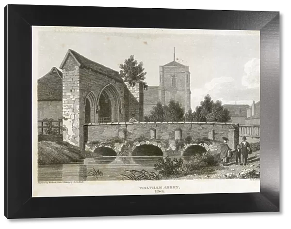 Waltham Abbey Gatehouse engraving N110144