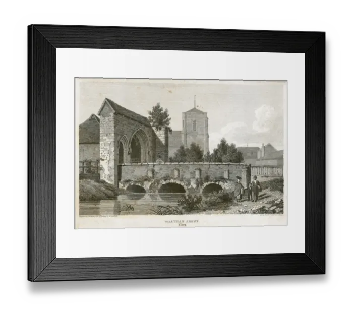 Framed Print : Waltham Abbey Gatehouse engraving N110144