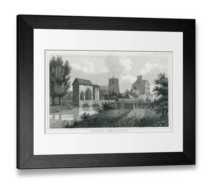 Framed Print : Waltham Abbey Gatehouse engraving N110145
