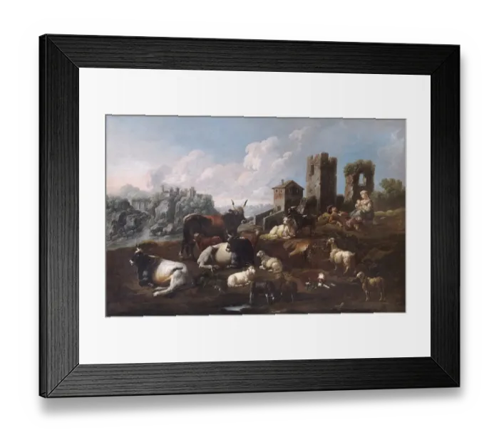 Framed Print : Roos - Shepherd and Cattle N070654