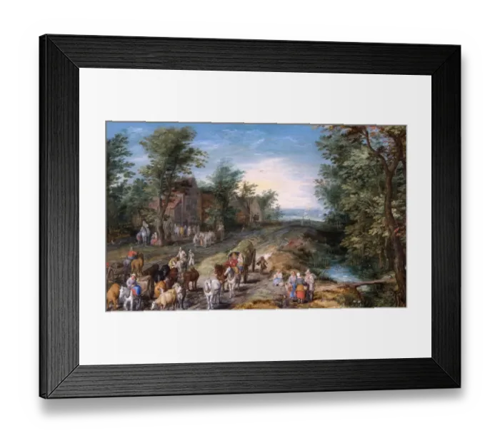 Framed Print : Brueghel - Road Scene with Travellers and Cattle N070595 Framed Print : Brueghel - Road Scene with Travellers and Cattle N070595