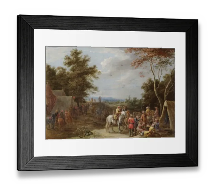 Framed Print : Hondt - An Encampment with soldiers playing cards N070588 Framed Print : Hondt - An Encampment with soldiers playing cards N070588