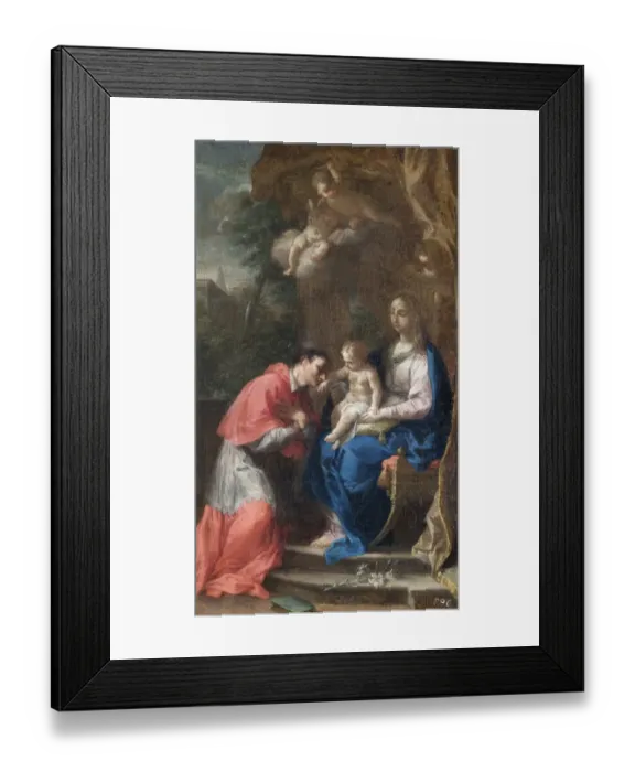 Framed Print : Trevisani - The Virgin and Child with St Carlo Borromeo N070580