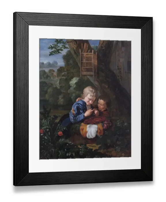 Framed Print : Van Der Neer - Boys with a Trapped Bird N070551