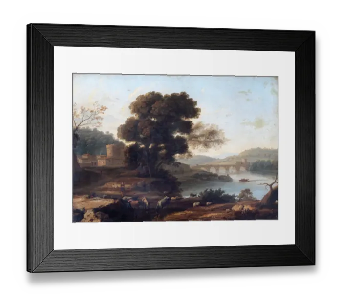Framed Print : Claude - Pastoral Landscape with the Ponte Molle, Rome N070561 Framed Print : Claude - Pastoral Landscape with the Ponte Molle, Rome N070561