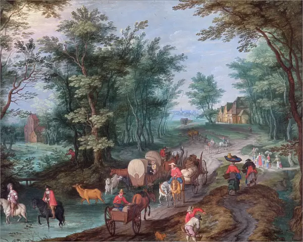 Gysels - Landscape with Figures Crossing a Brook N070537