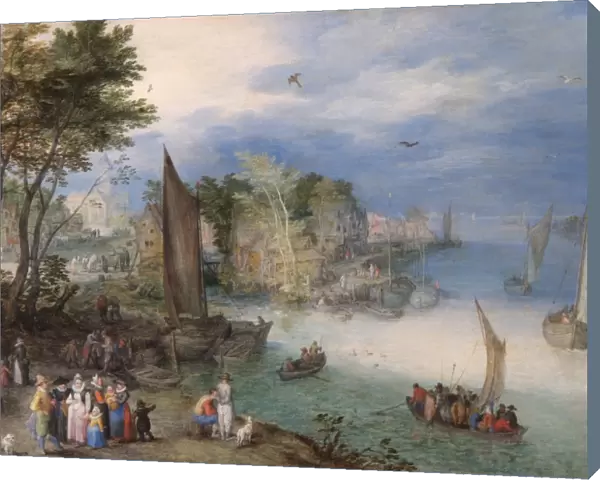 Brueghel - River Scene with Boats and Figures N070539